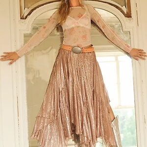 Free People Clover Shine Metallic Skirt